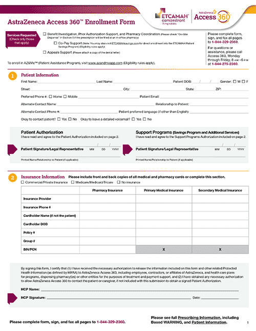 ETCAMAH Access 360 Patient Enrollment Form